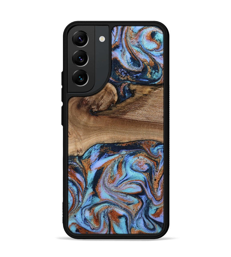 Galaxy S22 Plus Wood Phone Case - Shayla (Teal & Gold, 801881)