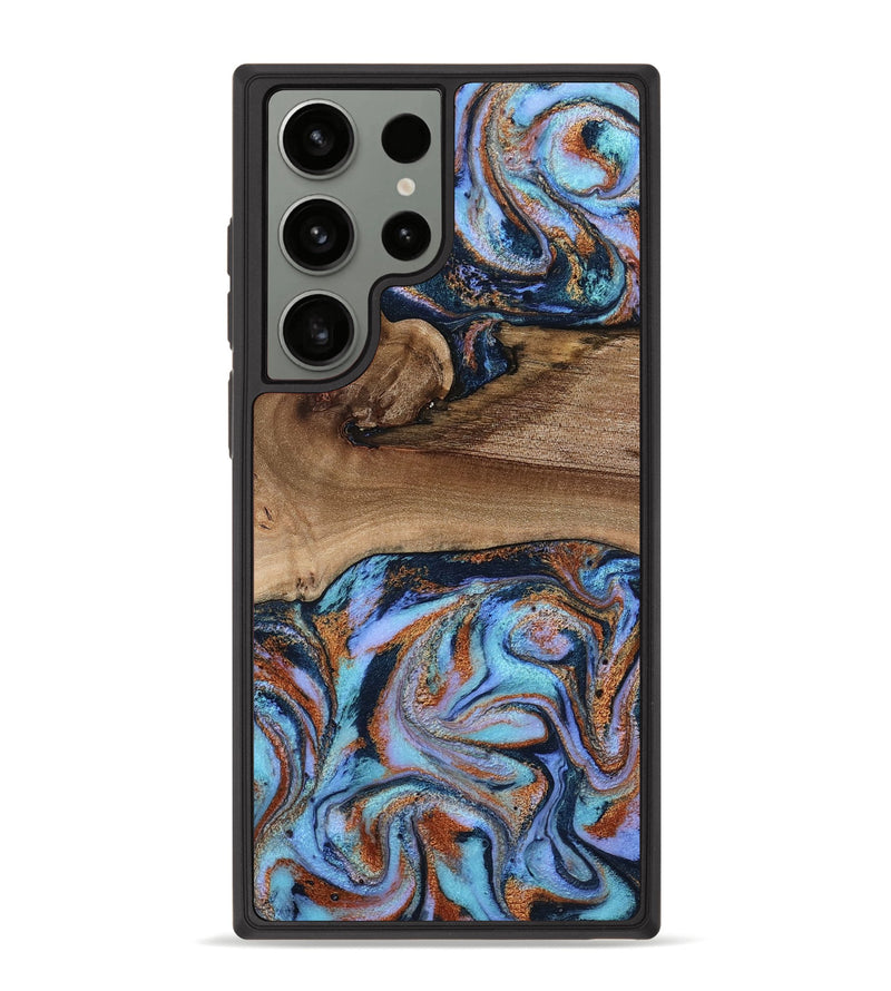 Galaxy S23 Ultra Wood Phone Case - Shayla (Teal & Gold, 801881)