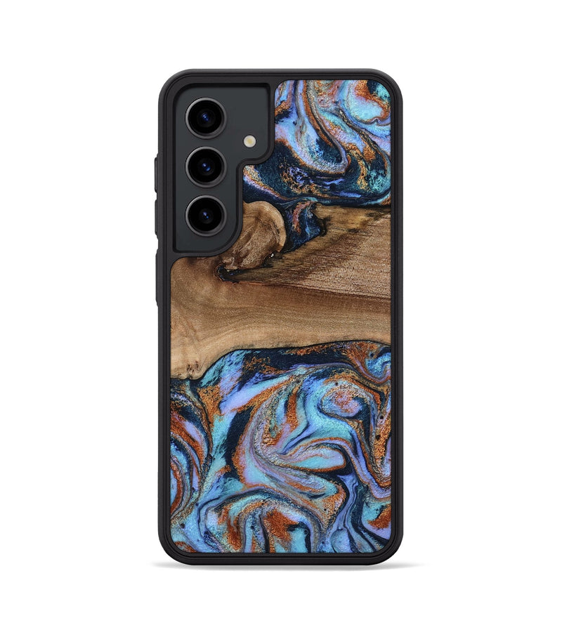 Galaxy S24 Wood Phone Case - Shayla (Teal & Gold, 801881)