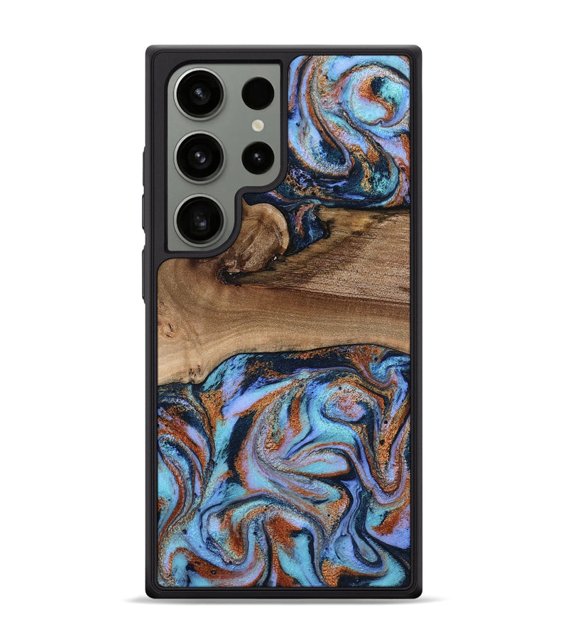 Galaxy S24 Ultra Wood Phone Case - Shayla (Teal & Gold, 801881)