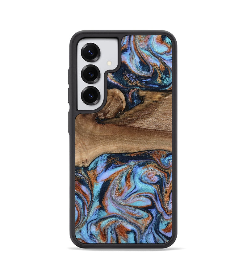 Galaxy S25 Wood Phone Case - Shayla (Teal & Gold, 801881)