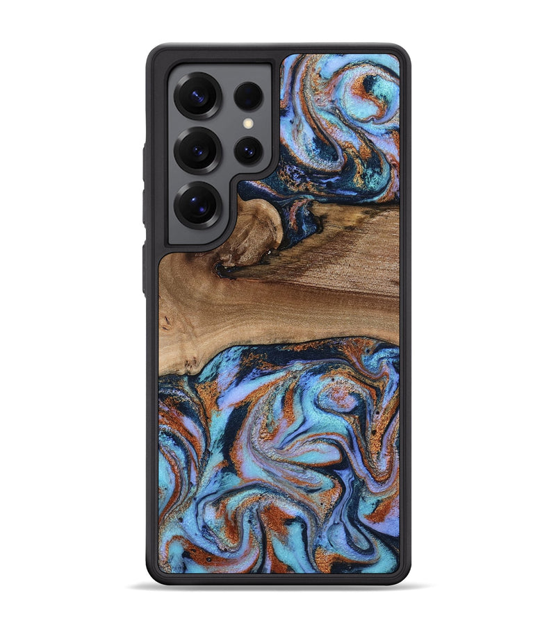 Galaxy S25 Ultra Wood Phone Case - Shayla (Teal & Gold, 801881)