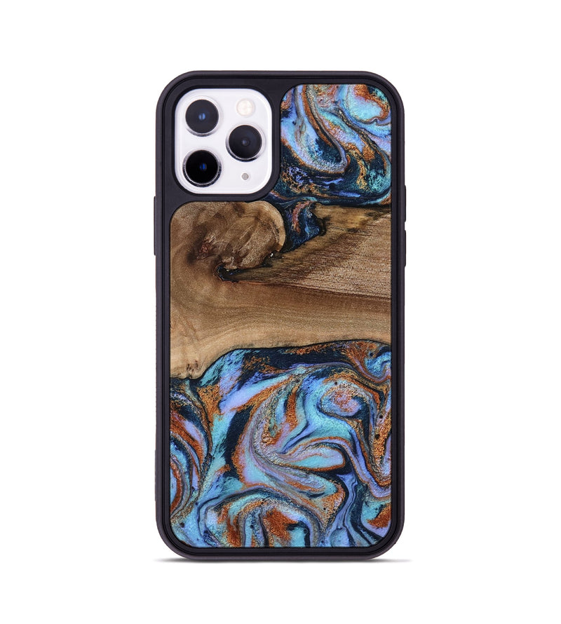 iPhone 11 Pro Wood Phone Case - Shayla (Teal & Gold, 801881)