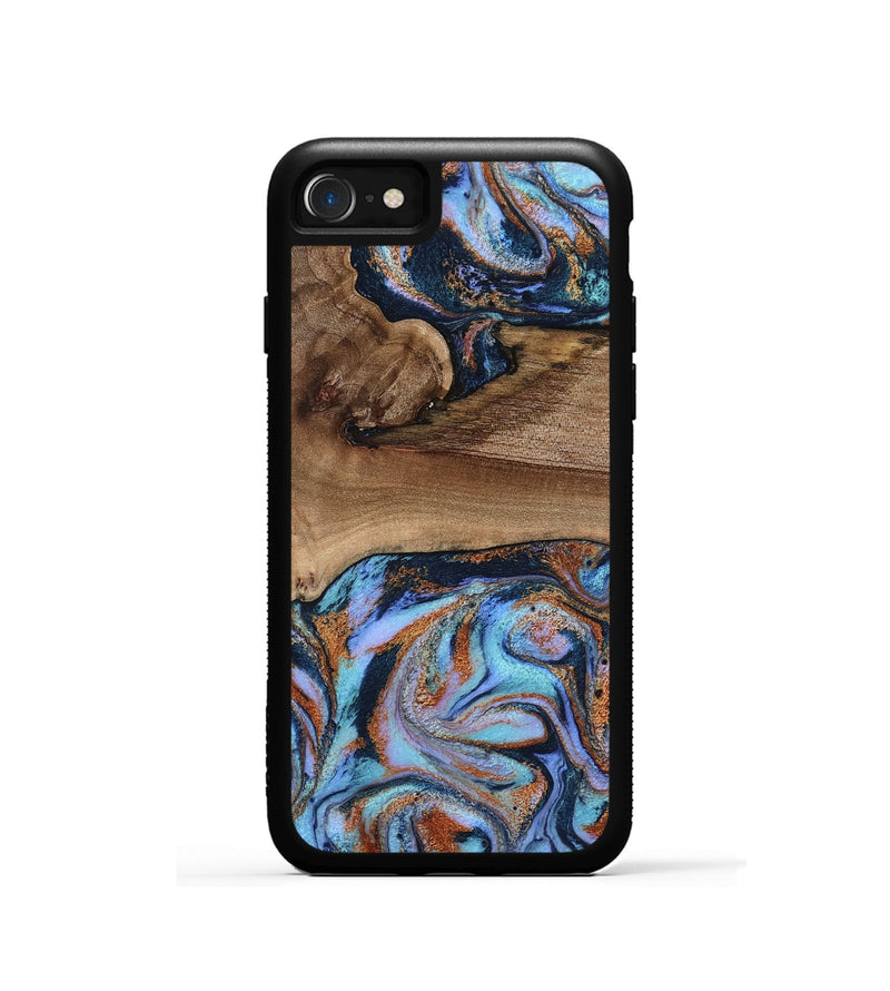 iPhone SE Wood Phone Case - Shayla (Teal & Gold, 801881)