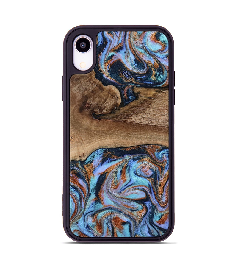 iPhone Xr Wood Phone Case - Shayla (Teal & Gold, 801881)