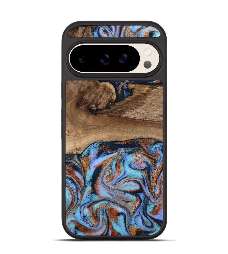 Pixel 10 Wood Phone Case - Shayla (Teal & Gold, 801881)