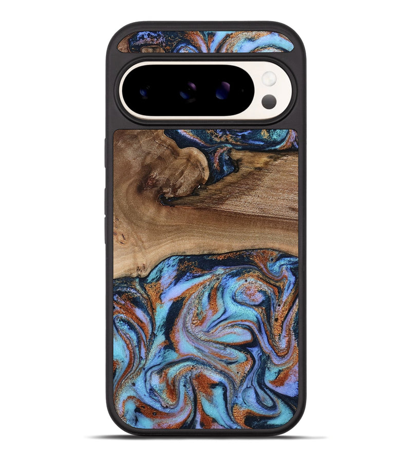 Pixel 10 Pro XL Wood Phone Case - Shayla (Teal & Gold, 801881)