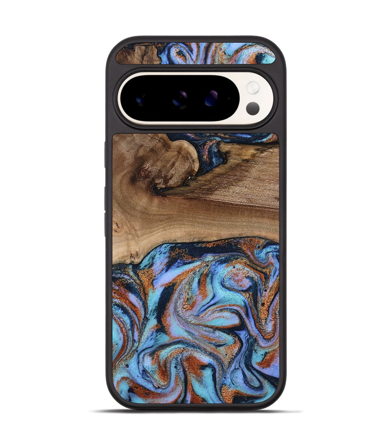 Pixel 9 Wood Phone Case - Shayla (Teal & Gold, 801881)