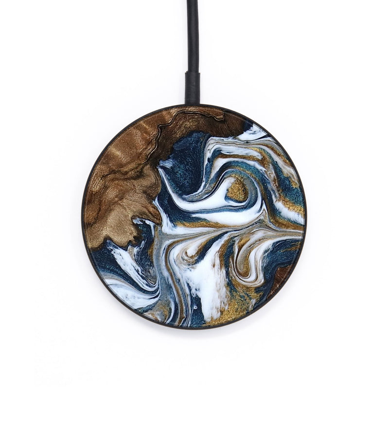 Circle Wood Wireless Charger - Jamison (Teal & Gold, 801882)