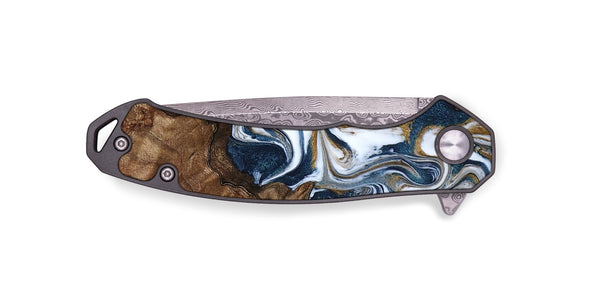EDC Wood Pocket Knife - Jamison (Teal & Gold, 801882)