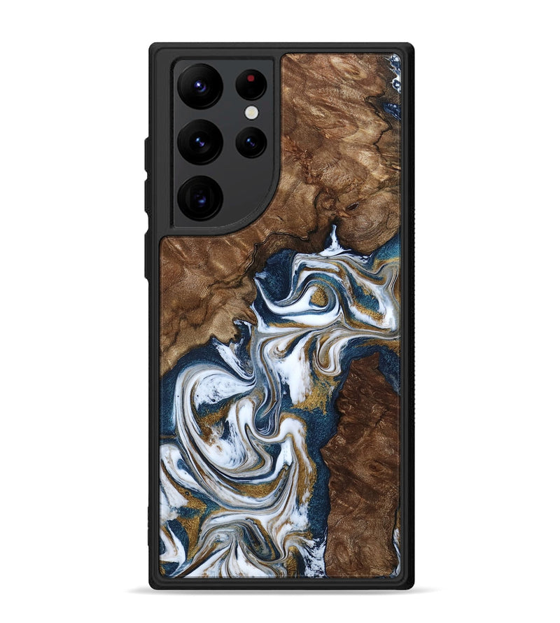 Galaxy S22 Ultra Wood Phone Case - Jamison (Teal & Gold, 801882)