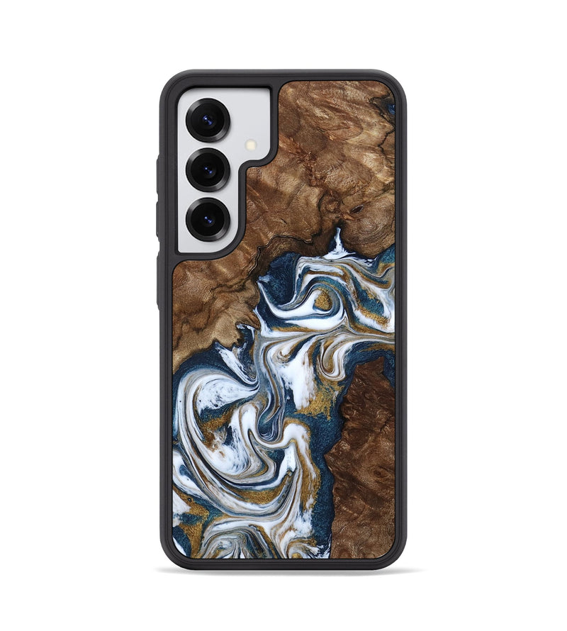 Galaxy S25 Wood Phone Case - Jamison (Teal & Gold, 801882)