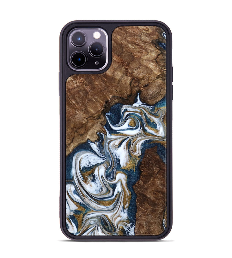 iPhone 11 Pro Max Wood Phone Case - Jamison (Teal & Gold, 801882)