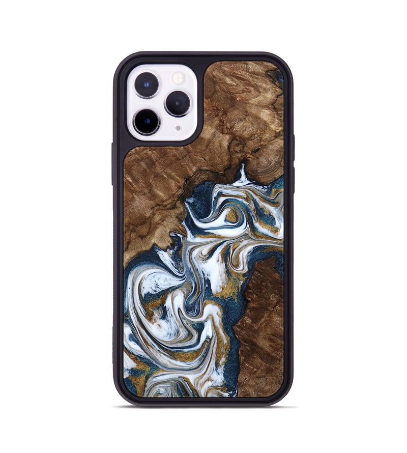 iPhone 11 Pro Wood Phone Case - Jamison (Teal & Gold, 801882)