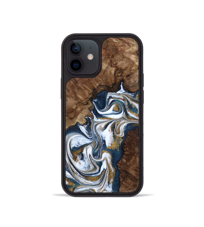 iPhone 12 mini Wood Phone Case - Jamison (Teal & Gold, 801882)