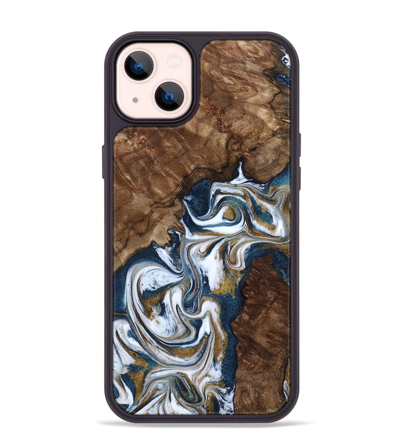 iPhone 14 Plus Wood Phone Case - Jamison (Teal & Gold, 801882)