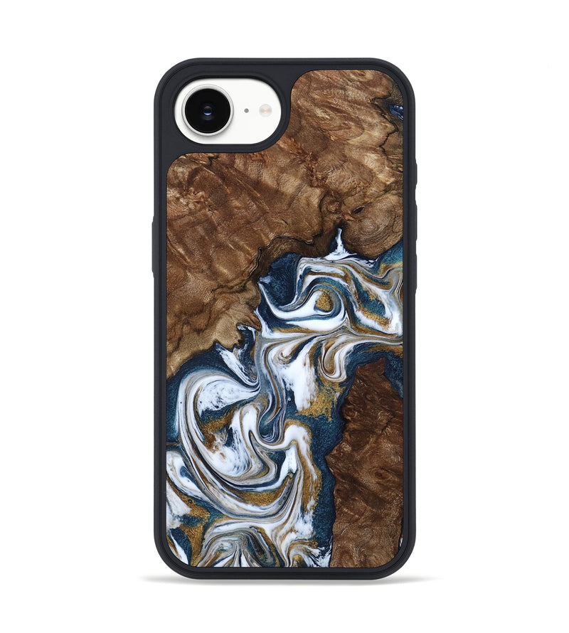 iPhone 16e Wood Phone Case - Jamison (Teal & Gold, 801882)