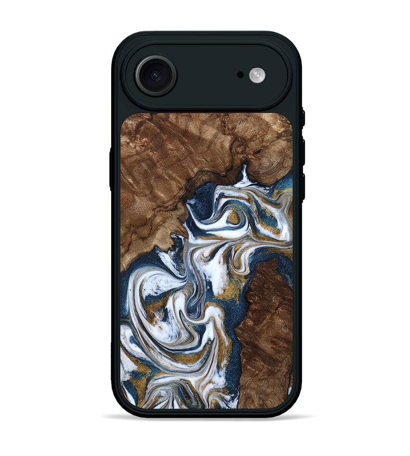 iPhone 17 Air Wood Phone Case - Jamison (Teal & Gold, 801882)