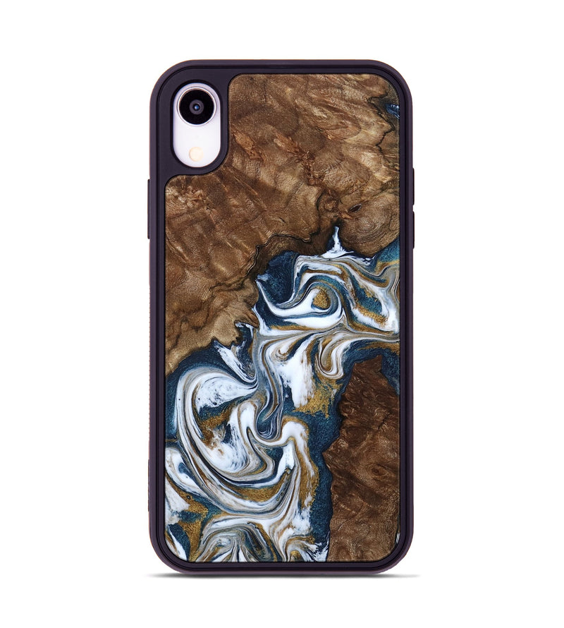 iPhone Xr Wood Phone Case - Jamison (Teal & Gold, 801882)
