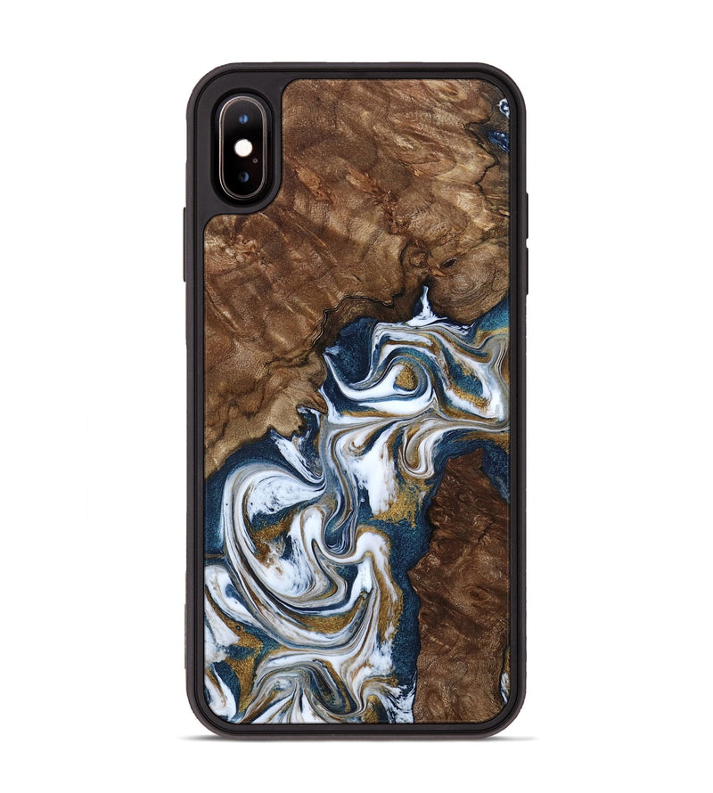 iPhone Xs Max Wood Phone Case - Jamison (Teal & Gold, 801882)