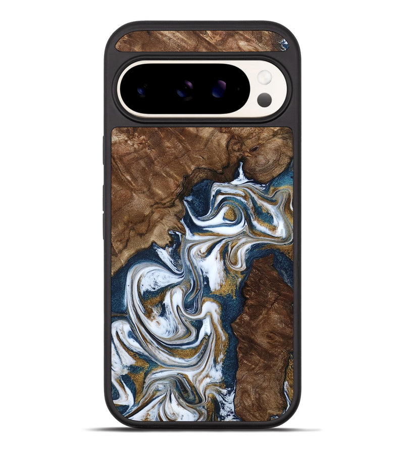 Pixel 10 Pro XL Wood Phone Case - Jamison (Teal & Gold, 801882)