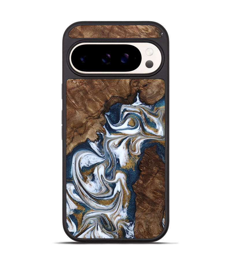 Pixel 9 Wood Phone Case - Jamison (Teal & Gold, 801882)