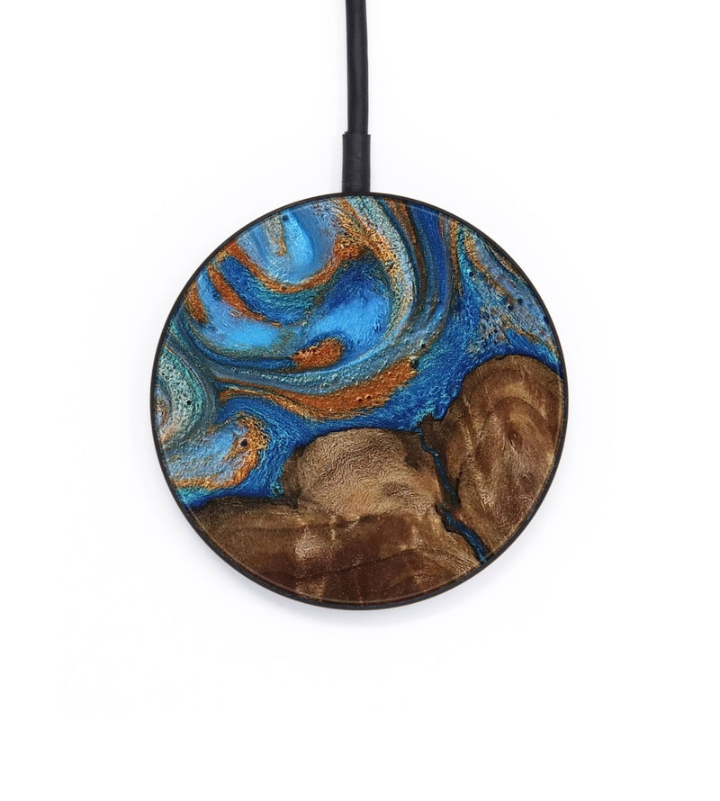 Circle Wood Wireless Charger - Gertie (Teal & Gold, 801883)