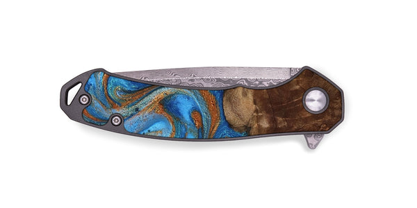EDC Wood Pocket Knife - Gertie (Teal & Gold, 801883)