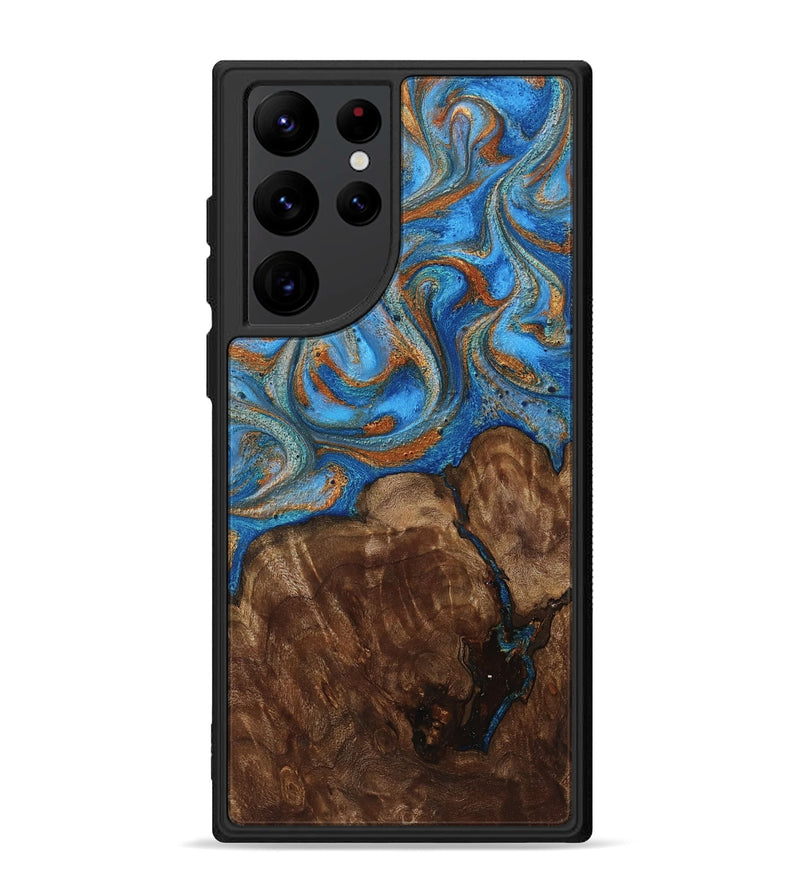 Galaxy S22 Ultra Wood Phone Case - Gertie (Teal & Gold, 801883)