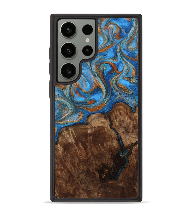Galaxy S23 Ultra Wood Phone Case - Gertie (Teal & Gold, 801883)
