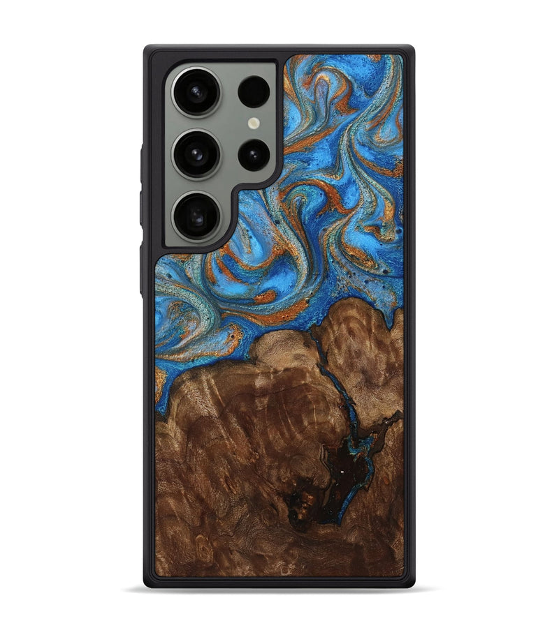 Galaxy S24 Ultra Wood Phone Case - Gertie (Teal & Gold, 801883)