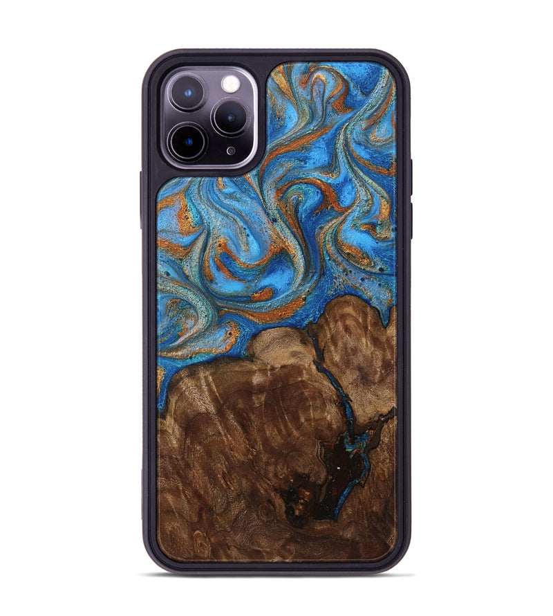 iPhone 11 Pro Max Wood Phone Case - Gertie (Teal & Gold, 801883)