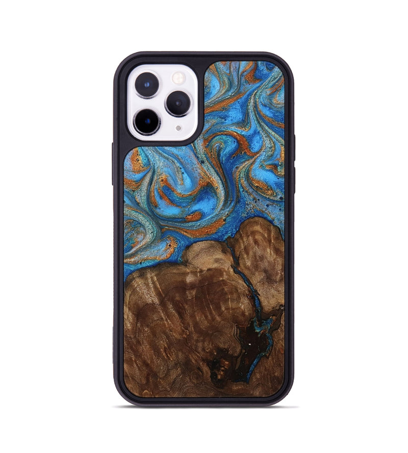 iPhone 11 Pro Wood Phone Case - Gertie (Teal & Gold, 801883)