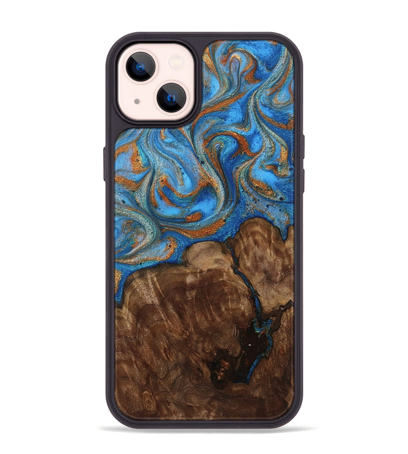 iPhone 14 Plus Wood Phone Case - Gertie (Teal & Gold, 801883)