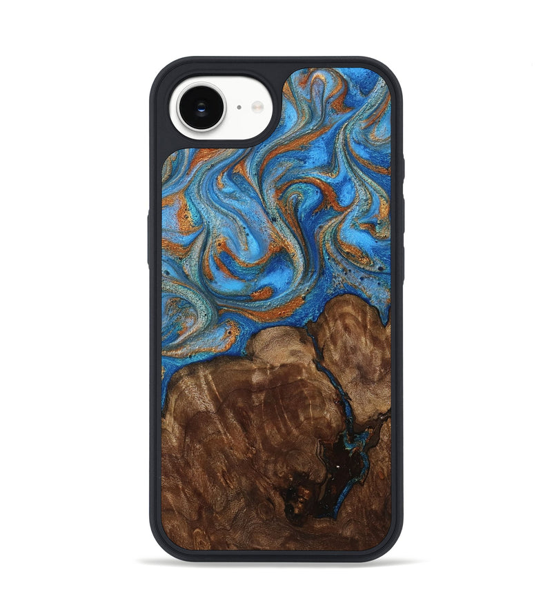 iPhone 16e Wood Phone Case - Gertie (Teal & Gold, 801883)