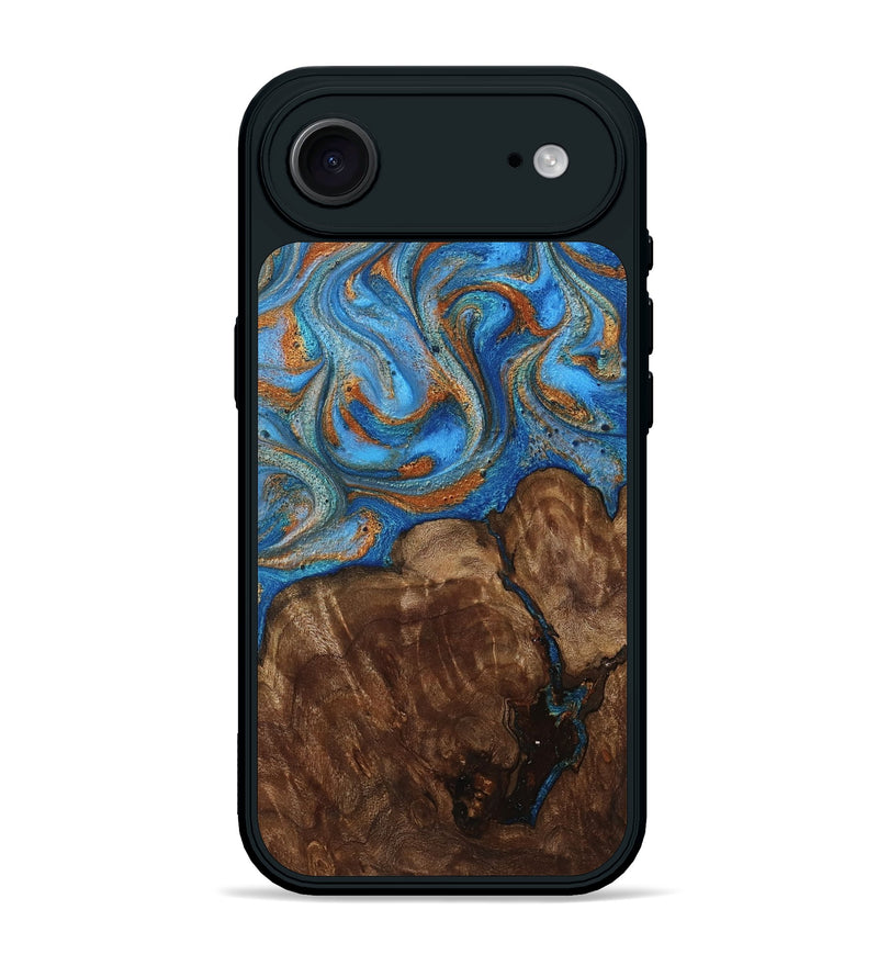 iPhone 17 Air Wood Phone Case - Gertie (Teal & Gold, 801883)