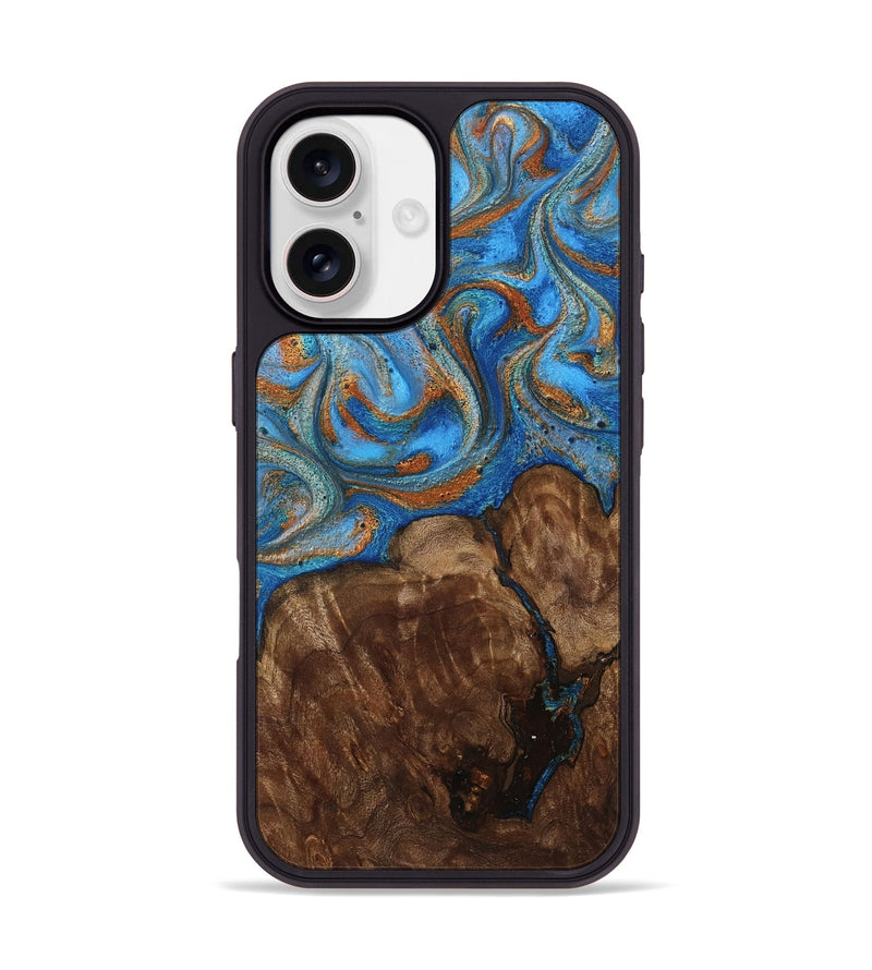 iPhone 17 Wood Phone Case - Gertie (Teal & Gold, 801883)