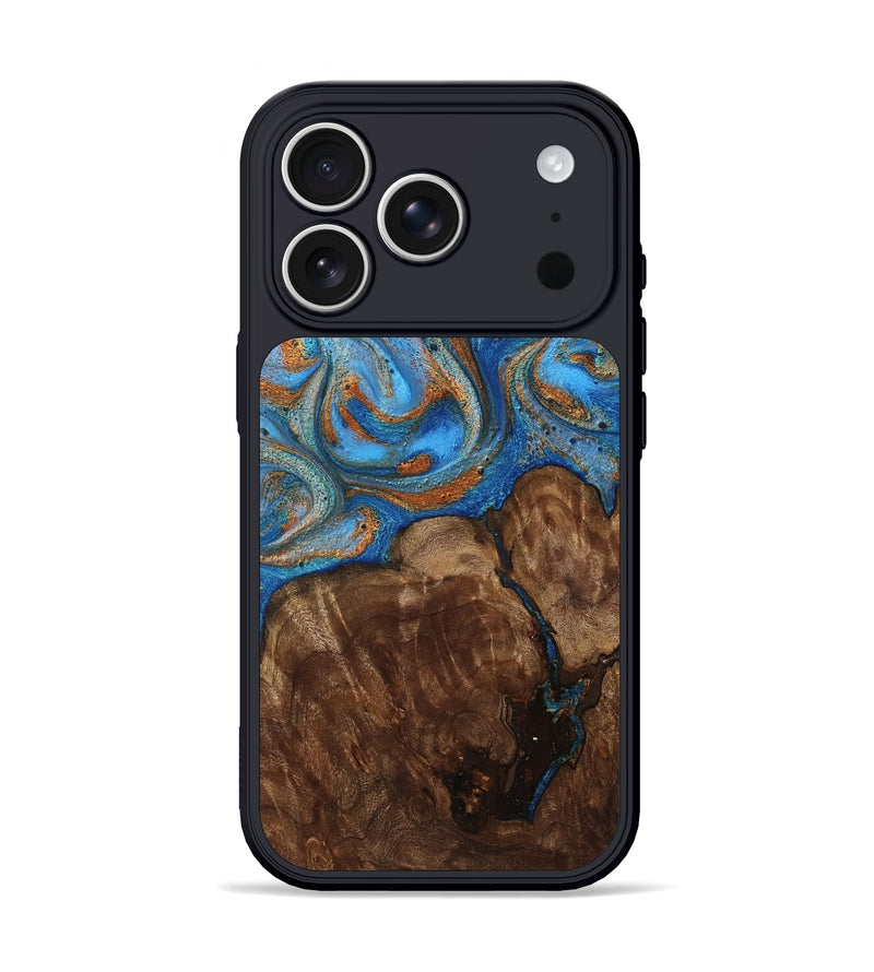 iPhone 17 Pro Wood Phone Case - Gertie (Teal & Gold, 801883)