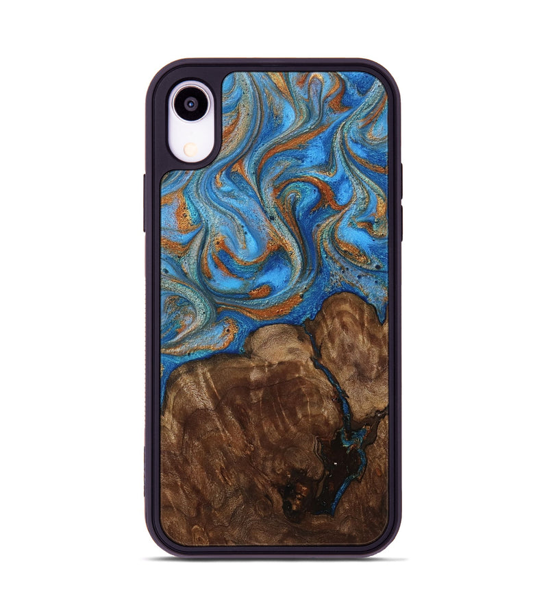 iPhone Xr Wood Phone Case - Gertie (Teal & Gold, 801883)