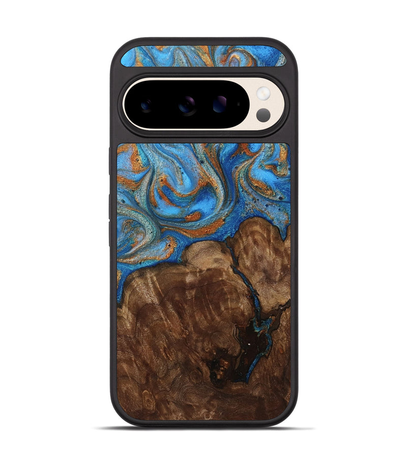 Pixel 10 Wood Phone Case - Gertie (Teal & Gold, 801883)