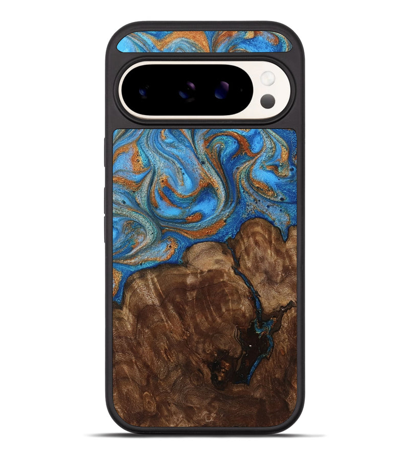 Pixel 10 Pro XL Wood Phone Case - Gertie (Teal & Gold, 801883)