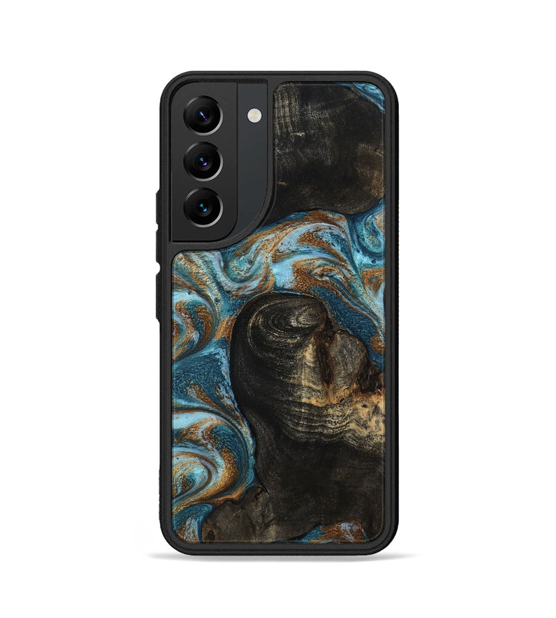 Galaxy S22 Wood Phone Case - Maddie (Teal & Gold, 801884)