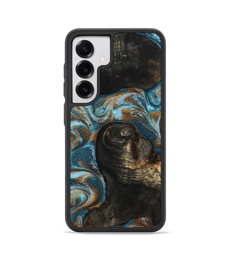 Galaxy S25 Wood Phone Case - Maddie (Teal & Gold, 801884)