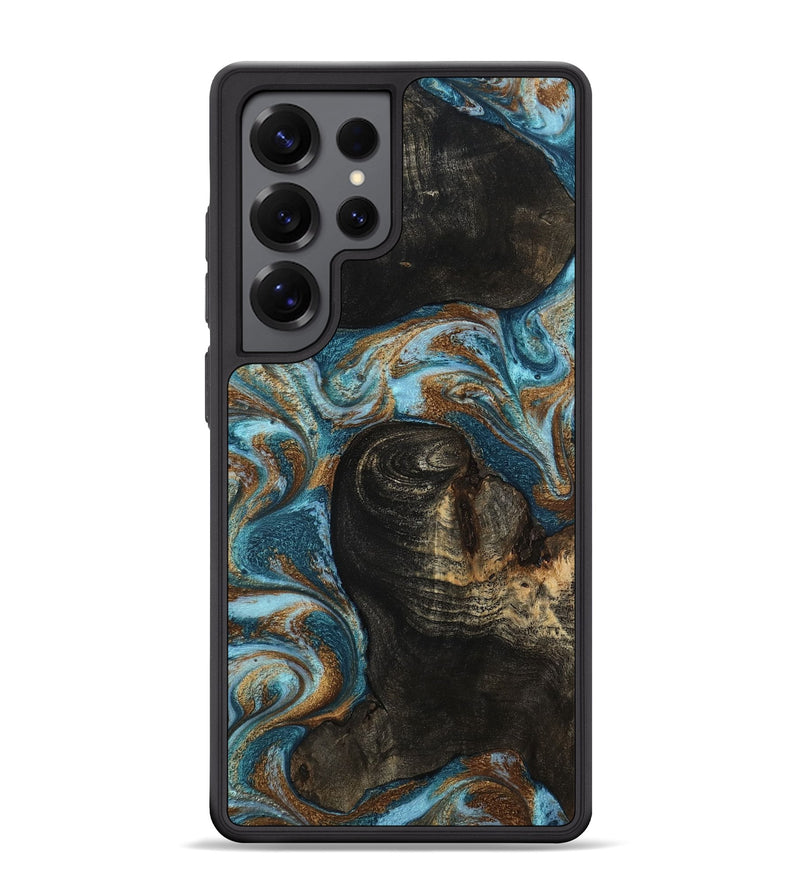 Galaxy S25 Ultra Wood Phone Case - Maddie (Teal & Gold, 801884)