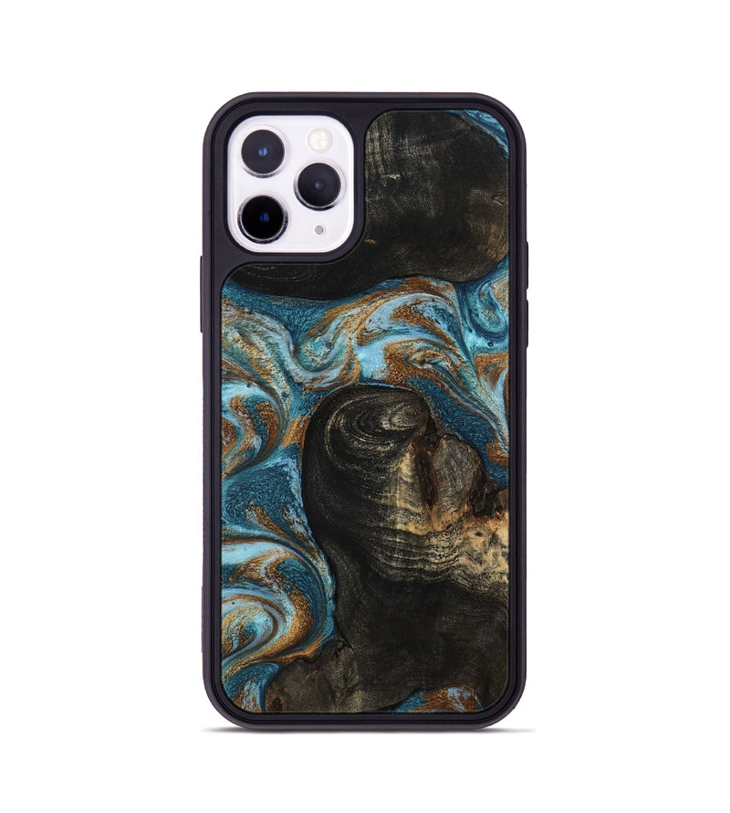 iPhone 11 Pro Wood Phone Case - Maddie (Teal & Gold, 801884)