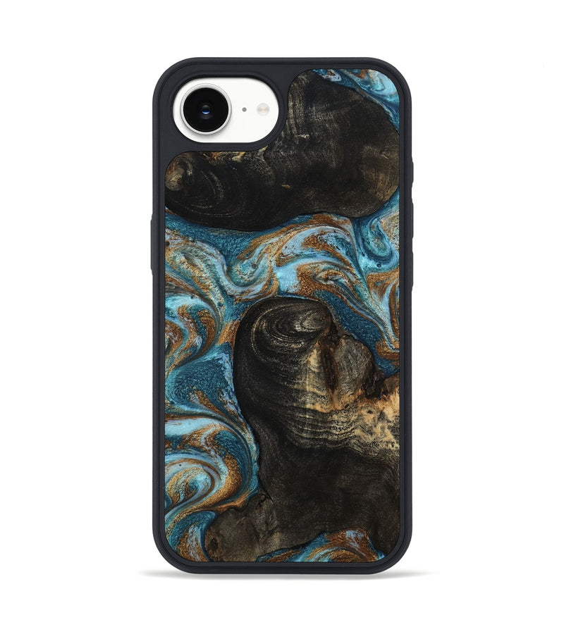 iPhone 16e Wood Phone Case - Maddie (Teal & Gold, 801884)