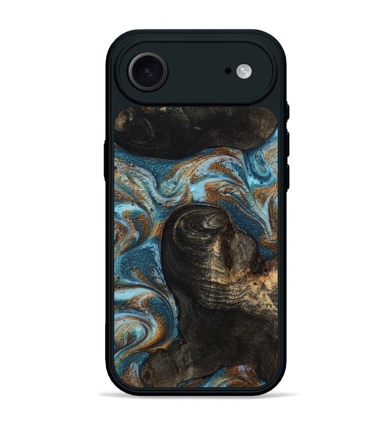 iPhone 17 Air Wood Phone Case - Maddie (Teal & Gold, 801884)