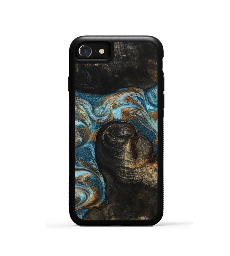 iPhone SE Wood Phone Case - Maddie (Teal & Gold, 801884)