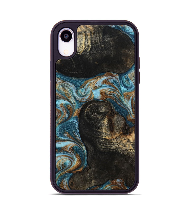 iPhone Xr Wood Phone Case - Maddie (Teal & Gold, 801884)