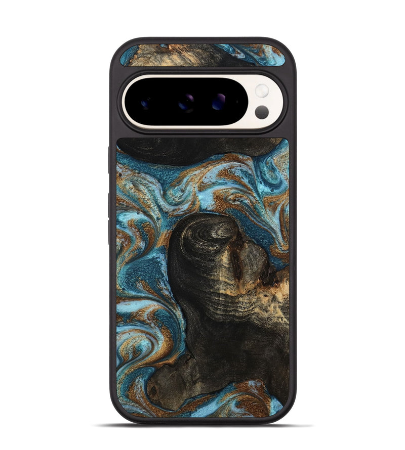 Pixel 9 Pro Wood Phone Case - Maddie (Teal & Gold, 801884)